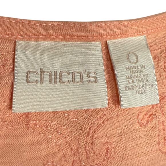 Chico's peach and gold sequin embellished 3/4 sleeve tunic Size 0 small 4/6 - Picture 5 of 7